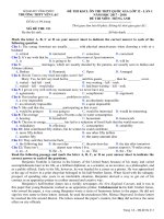 ĐỀ THI KSCL ÔN THI THPT QUỐC GIA LỚP 12 NĂM HỌC 2017  2018 ĐỀ THI MÔN: TIẾNG ANH TRƯỜNG THPT YÊN LẠC