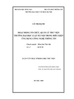 Hoạt động tổ chức, quản lý thư viện Trường Đại học Luật Hà Nội trong điều kiện ứng dụng công nghệ thông tin