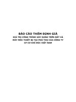 Báo cáo thẩm định giá giá trị công trình xây dựng trên đất và máy móc thiết bị của doanh nghiệp