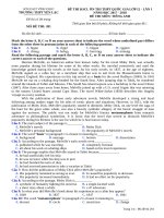 ĐỀ THI KSCL ÔN THI THPT QUỐC GIA LỚP 12 lần1 NĂM HỌC 2017  2018 TIẾNG ANH TRƯỜNG THPT YÊN LẠC