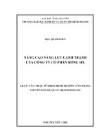 Nâng cao năng lực cạnh tranh của Công ty Cổ phần Hồng Hà (Luận văn thạc sĩ)
