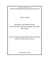 Kiểm soát chi thường xuyên Ngân sách Nhà nước qua Kho bạc Nhà nước Phú Lương (Luận văn thạc sĩ)