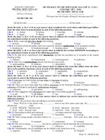 ĐỀ THI KSCL ÔN THI THPT QUỐC GIA LỚP 12 lần 2 NĂM HỌC 2017  2018 TIẾNG ANH TRƯỜNG THPT YÊN LẠC