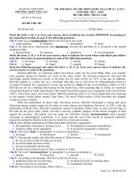 ĐỀ THI KSCL ÔN THI THPT QUỐC GIA LỚP 12 lần 93 NĂM HỌC 2017  2018 TIẾNG ANH TRƯỜNG THPT YÊN LẠC