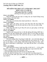 ĐỀ KIỂM TRA VẬT LÝ 10 HKII 2016 2017 