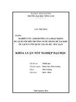 Nghiên cứu ảnh hưởng của hoạt động du lịch tới môi trường nước Hồ Ba Bể tại khu du lịch Vườn Quốc Gia Ba Bể – Bắc Kạn (Khóa luận tốt nghiệp)