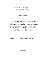 Lựa chọn bài tập nâng cao thành tích nhảy cao cho đội tuyển nữ trường THPT yên phong số 1   bắc ninh (2014) 