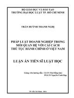 Pháp luật doanh nghiệp trong mối quan hệ với cải cách thủ tục hành chính ở việt nam ( Luận án thạc sĩ)