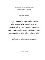 Lựa chọn bài tập phát triển sức mạnh tốc độ nâng cao thành tích chạy 100m cho nam đội tuyển điền kinh trường THPT xuân hoà   phúc yên   vĩnh phúc (2014) 