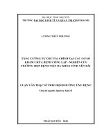 Tăng cường tự chủ tài chính tại các Cơ sở Khám chữa bệnh công lập  Nghiên cứu trường hợp Bệnh viện Đa khoa tỉnh Yên Bái (Luận văn thạc sĩ)