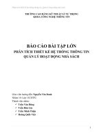BÁO CÁO BÀI TẬP LỚN PHÂN TÍCH THIẾT KẾ HỆ THỐNG THÔNG TIN QUẢN LÝ HOẠT ĐỘNG NHÀ SÁCH