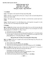 ĐỀ THI KÌ 2 MÔN VẬT LÝ LỚP 10 THPT QUANG TRUNG 