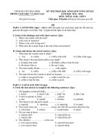 Đề Tiếng Anh lớp 9 năm học 2015_2016 của PGDĐT Hòa Bình
