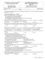 ĐỀ THI KÌ 2 MÔN VẬT LÝ LỚP 12 THPT TRẦN HƯNG đạo 