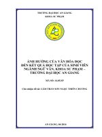 ẢNH HƯỞNG CỦA VĂN HÓA ĐỌC ĐẾN KẾT QUẢ HỌC TẬP CỦA SINH VIÊN NGÀNH NGỮ VĂN, KHOA SƯ PHẠM – TRƯỜNG ĐẠI HỌC AN GIANG