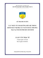 Các nhân tố ảnh hưởng đến hệ thống kiểm soát nội bộ các ngân hàng thương mại tại thành phố hồ chí minh