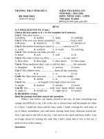 Đề kiểm tra khảo sát chất lượng đầu năm 2015_2016 của trường THCS Vĩnh Mỹ A môn tiếng anh 8