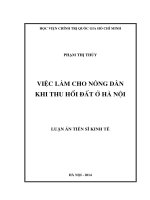 Việc làm cho nông dân khi thu hồi đất ở hà nội ( Luận án tiến sĩ)