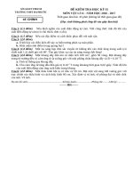 ĐỀ THI KÌ 2 MÔN VẬT LÝ LỚP 11 THPT ĐA PHƯỚC 