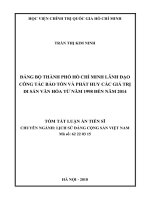 Đảng bộ Thành phố Hồ Chí Minh lãnh đạo công tác bảo tồn và phát huy các giá trị di sản văn hóa từ năm 1998 đến năm 2014 (tt)