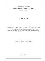 NGHIÊN CỨU THỰC TRẠNG VÀ GIẢI PHÁP NHẰM HẠN CHẾ VI PHẠM HÀNH CHÍNH TRONG LĨNH VỰC ĐẤT ĐAI TRÊN ĐỊA BÀN QUẬN BẮC TỪ LIÊM, THÀNH PHỐ HÀ NỘI