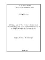 ĐÁNH GIÁ ẢNH HƯỞNG CỦA MỘT SỐ BIỆN PHÁP QUẢN LÝ CỎ DẠI ĐẾN CHẤT LƯỢNG ĐẤT TRỒNG CAM Ở HUYỆN HÀM YÊN, TỈNH TUYÊN QUANG