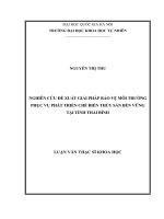 NGHIÊN CỨU ĐỀ XUẤT GIẢI PHÁP BẢO VỆ MÔI TRƯỜNG PHỤC VỤ PHÁT TRIỂN CHẾ BIẾN THỦY SẢN BỀN VỮNG TẠI TỈNH THÁI BÌNH