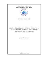 Nghiên cứu đặc điểm di truyền gen HA và NA của vi rút cúm a(h1n1)pdm lưu hành tại miền trung việt nam, 2013 2015 