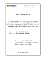 Một số giải pháp nâng cao hiệu quả hoạt động gia công xuất khẩu hàng ba lô – túi xách của công ty TNHH kanaan sài gòn giai đoạn 2016   2020 