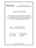 Phân tích hiệu quả hoạt động kinh doanh và các giải pháp nâng caohiệu quả hoạt động kinh doanh tại công ty TNHH mỹ phẩm pháp việt  