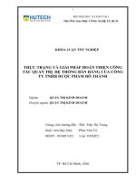 Thực trạng và giải pháp hoàn thiện công tác quản trị hệ thống bán hàng của công ty TNHH dược phẩm đô thành