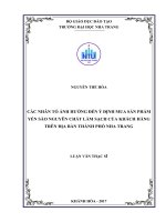 Các nhân tố ảnh hưởng đến ý định mua sản phẩm yến sào nguyên chất làm sạch của khách hàng trên địa bàn thành phố nha trang