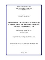 Quản lý công tác giáo viên chủ nhiệm lớp ở trường Trung học phổ thông Vạn Xuân  Hoài Đức  Thành Phố Hà Nội (Luận văn thạc sĩ)
