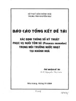Báo cáo tổng kết đề tài xác định thông số kỹ thuật phục vụ nuôi tôm sú trong môi trường nước nhạt tại khánh hòa 