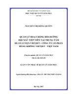 Quản lý hoạt động bồi dưỡng đội ngũ tiếp viên tại Trung tâm Huấn luyện VietJet  Công ty cổ phần hàng 2 không VietJet  Việt Nam (Luận văn thạc sĩ)