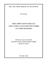Phát triển nguồn nhân lực chất lư­ợng cao ngành công nghiệp của tỉnh Thanh Hoá (Tóm tắt luận án )