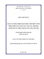 Quản lý hoạt động dạy học cho trẻ 5 tuổi theo tiếp cận năng lực tại các trường mầm non tư thục Quận Cầu Giấy, Hà Nội (Luận văn thạc sĩ)