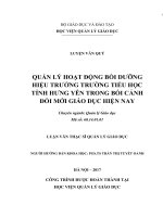 Quản lý hoạt động bồi dưỡng hiệu trưởng trường tiểu học tỉnh Hưng Yên trong bối cảnh đổi mới giáo dục hiện nay (tt)
