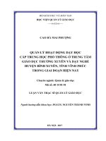Quản lý hoạt động dạy học cấp trung học phổ thông ở Trung tâm giáo dục thường xuyên và dạy nghề huyện Bình Xuyên, tỉnh Vĩnh Phúc trong giai đoạn hiện nay (Luận văn thạc sĩ)