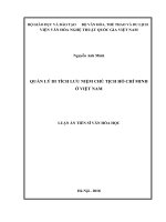 Quản lý di tích lưu niệm Chủ tịch Hồ Chí Minh ở Việt Nam (Luận án tiến sĩ)