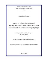 Quản lý công tác khảo thí tại Học viện Tài chính trong bối cảnh nâng cao chất lượng giáo dục Đại học (Luận văn thạc sĩ)