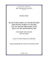 Quản lý hoạt động của tổ chuyên môn theo hướng nghiên cứu bài học các trường trung học cơ sở quận Tây Hồ, thành phố Hà Nội (Luận văn thạc sĩ)