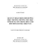Quản lý hoạt động bồi dưỡng hiệu trưởng trường tiểu học tỉnh Hưng Yên trong bối cảnh đổi mới giáo dục hiện nay (Luận văn thạc sĩ)