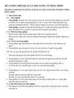 ĐỀ CƯƠNG MÔN QUẢN LÝ NHÀ NƯỚC VỀ NÔNG THÔN