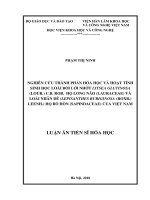 Nghiên cứu thành phần hóa học và hoạt tính sinh học loài Bời lời nhớt (Litsea glutinosa) họ Long não (Lauraceae) và loài Nhãn dê (Lepisanthes rubiginosa (Roxb.) Leenh.) họ Bồ hòn (Sapindaceae) của Việt Nam (Luận án tiến sĩ)