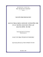 Quản lý hoạt động chăm sóc nuôi dưỡng trẻ ở các trường mầm non công lập Quận Ba Đình Hà Nội (Luận văn thạc sĩ)