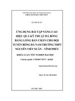 Ứng dụng bài tập nâng cao hiệu quả kỹ thuật đá bóng bằng lòng bàn chân cho đội tuyển bóng đá nam trường THPT Nguyễn Viết Xuân  Vĩnh Phúc (Khóa luận tốt nghiệp)
