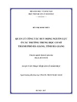 Quản lý công tác huy động nguồn lực ở các trường THCS thành phố Hà Giang, tỉnh Hà Giang (Luận văn thạc sĩ)