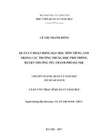 Quản lý hoạt động dạy học môn tiếng Anh trong các trường trung học phổ thông huyện Thường Tín, Thành phố Hà Nội (Luận văn thạc sĩ)
