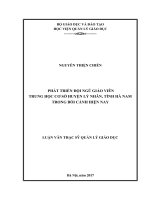 Phát triển đôi ngũ giáo viên trung học sơ sở huyện Lý Nhân, tỉnh Hà Nam trong bối cảnh hiện nay (Luận văn thạc sĩ)